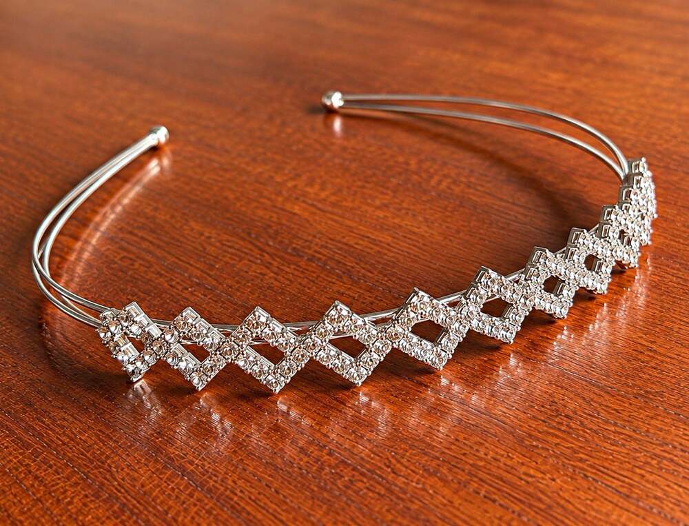 Silver Rhinestone Metal Bridal Tiara Headband Hair Accessory